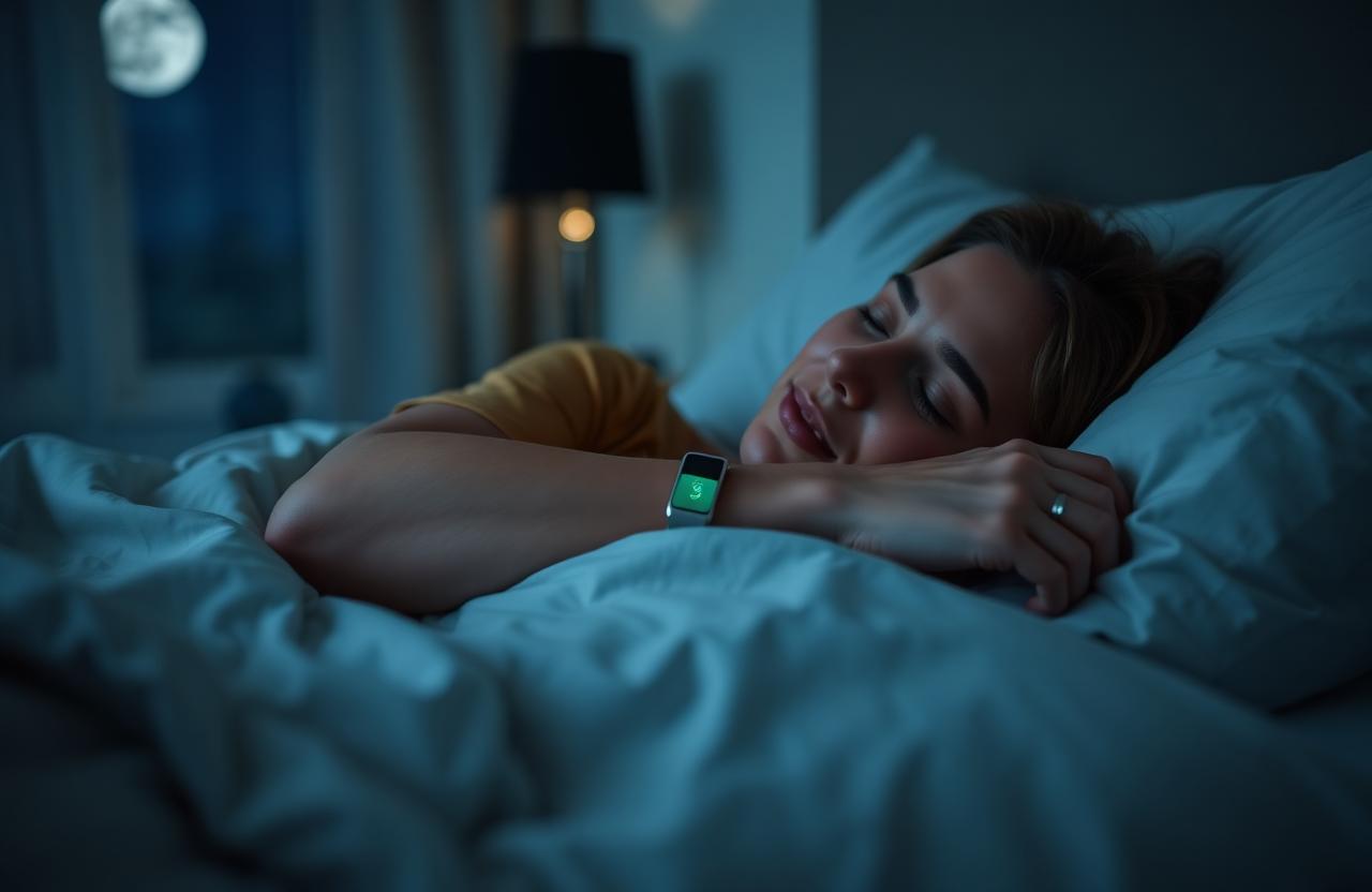 Person sleeping wearing Herz P1 Smart Band